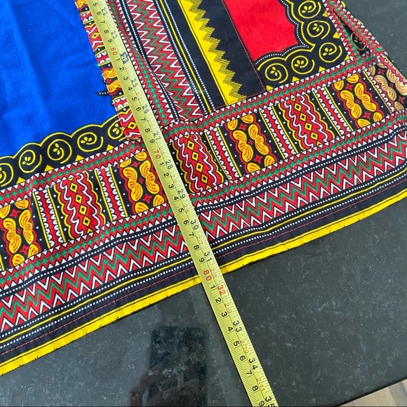 Dashiki Top Blue Yellow Shirt Size Large - Picture 15 of 15